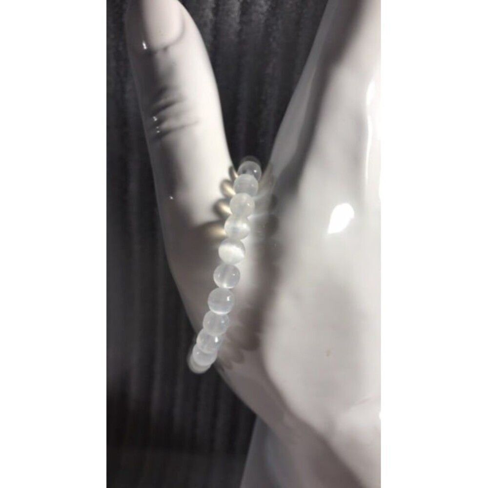 Beautiful Selenite Beaded Stretch Bracelet